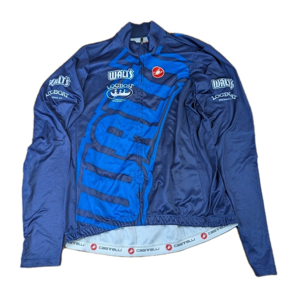 Castelli Women's XL Cycling Full Zip Long Sleeve Jersey Blue Back Pockets